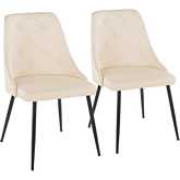 Giovanni Dining Accent Chair in Black Metal & Cream Leatherette (Set of 2)